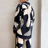 2025 women's clothing  spring new temperament elegant home style printing long-sleeved trousers casual fashion suit