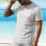KKBOXLY 2025 New summer new men's casual personalized short-sleeved T-shirt 2025 trade wholesale waffle crew neck top men's clothing