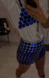 2025  3053 2025 sexy acrylic sequin round sheet thin sheet multi-layer splicing fashion suit top vest skirt