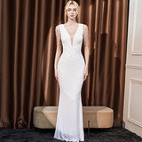 2025 evening dress femininity high sense light luxury celebrity style banquet host slim long fishtail dress