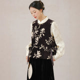 New Chinese vest spring and summer national style vest women's clothing black jacquard elegant temperament buckle top A1121