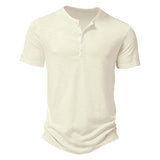 KKBOXLY 2025 popular summer short-sleeved men's T-shirt casual sports T-shirt New n retro bamboo men's Henry shirt