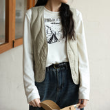 Contrast color printed T-shirt women's  spring and autumn new loose casual warm inner top, crew neck long-sleeved bottoming shirt