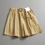 "Comfortable and breathable" pure cotton drawstring elastic waist loose wide-leg pants versatile outer casual pants women's shorts L377