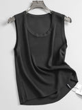 "Four Seasons Can Base" Contrasting Color Crew Neck Ice Skin-friendly Wide Shoulder Strap Single Wear Knitted Sweater Suspender Women's Vest L025