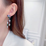 2025 Niche light luxury high-end dinner dress with bridal earrings trendy long modified face flower fringed earrings
