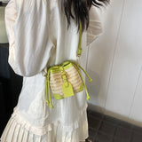 KKBOXLY 2025 Korean version contrasting color fashion bucket bag women's popular new trend versatile casual shoulder bag premium texture messenger bag