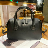 leather women's bag new first-layer vegetable tanned cowhide Boston bag retro portable versatile messenger bag women's shoulder