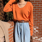 Spring casual design U-neck snake bone pattern T-shirt niche unique thin front shoulder wear temperament top women