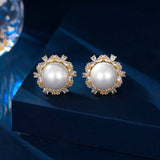 2025 S925 silver needle new fashion temperament earrings niche high-end trendy earrings simple versatile zircon pearl stud earrings