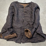 2025    23/8/Early Autumn/Early Autumn Literary Retro Linen Printed Cardigan Shoulder Crew Neck Shirt