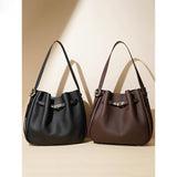 2025 Bags Large-capacity women's niche leather cowhide bucket bags Versatile Popular-style shoulder bags Premium casual messenger bags