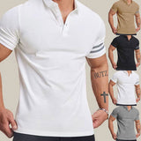KKBOXLY 2025 popular New summer new polo shirt men's t-shirt lapel top n casual slim-fit striped polo shirt men's