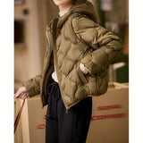 2025 95 goose down jacket rhombus light and thin, down jacket women's high-end women's white goose down, short fashionable winter coat