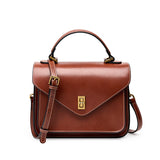 Bag  genuine leather vegetable tanned cowhide new high-end simple fashion temperament women's bag portable one-shoulder crossbody mailman