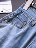 Light blue soft and comfortable high waist loose ice breathable versatile legs long straight pants wide leg jeans women Z273