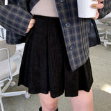 spring new Spice Girl skirt, short A-shaped version high waist and thin simple solid color Korean style pleated skirt