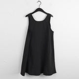 Suspender skirt Korean version women's summer short sleeveless U-neck vest skirt design strap cotton and linen dress women