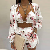 2025 women's clothing  popular new sexy three-piece set,  autumn beach fashion shorts set