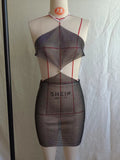 2025  4273 2025 New new rhinestone inlaid diamond cloth handmade neck halter top skirt set
