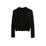 Hollow grid sweater women's spring and autumn new design sense solid color top threaded semi-turtleneck long-sleeved knitted sweater women