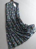 Floral skirt loose and thin round neck sleeveless vest skirt holiday style summer new women's long skirt dress C051