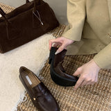 2025  Retro British style loafers popular autumn and winter versatile new flat-bottomed niche flat-bottomed Doudou versatile small leather shoes tide
