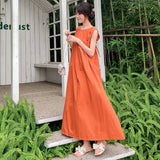 summer new dress, pleated tie-up front and back two wear design Korean version ins backless medium and long skirt