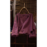 2025  22/7 Mulberry, early autumn literary and retro linen stand-up collar diagonal placket with shoulder-length short small cardigan