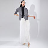 2025 temperament pleated coat women's spring and autumn versatile lapel solid color loose casual high-end cardigan top short