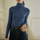Slim-fitting and thin solid-color bottoming shirt women's versatile basic spring and autumn inner top turtleneck long-sleeved wool knitted sweater
