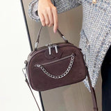 Autumn and winter popular color matching first layer frosted leather apple bag New genuine leather handheld women's bag retro messenger bag small 7078