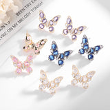 2025 South Korea Dongdaemun 2023 new earrings simple fashion 925 silver needle high sense color zircon butterfly stud earrings
