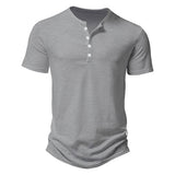 KKBOXLY 2025 popular summer short-sleeved men's T-shirt casual sports T-shirt New n retro bamboo men's Henry shirt