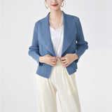 2025 women's autumn clothes, tops, coats, high-grade lapels, long sleeves, loose temperament, commuting fashion, versatile cardigan, coat