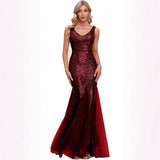 2025New Fishtail Evening Dress  New V-Neck Sexy Long Formal Ball Sequins Party Dress Woman