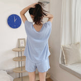 Spring and summer new soft and skin-friendly pure cotton suit, fresh and simple Korean version gauze short-sleeved shorts can be worn outside two-piece set