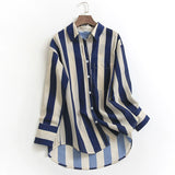 G419 vertical striped lapel single-breasted spring new 2023 commuter temperament long-sleeved OL versatile blouse shirt