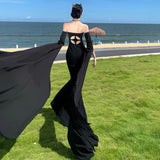 2025 Design sense tube top mopping floor long trailing dress charm aura showing thinness advanced sense toasting dress long skirt