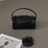 2025 popular autumn and winter new simple retro portable cylinder bag premium cowhide texture pillow bag single shoulder crossbody women's bag