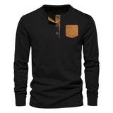 2025KKBOXLY popular  2025 Popular trade spring new casual men's corduroy Henry shirt men's long-sleeved pocket T-shirt
