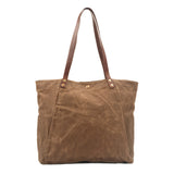 KKBOXLY 2025 Retro waterproof soft wax canvas women's bag handbag shoulder bag men's large capacity pleated tote bag shopping bag