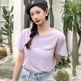 new short-sleeved T-shirt women's clothing Korean version imitation hemp bamboo cotton basic pullover with bottoming shirt T-shirt top