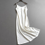 Simple solid color glossy satin slim V-neck sleeveless suspender skirt temperament commuter dress dress Z713