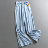 Lyocell Cool Thin Pendant Loose Straight-leg Pants Skinny High Waist Legs Long Wide Leg Pants Women's Jeans X531