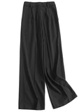 Pinch pleated high waist thin covering drape loose straight pants suit pants commuter workplace style women's pants casual pants J552