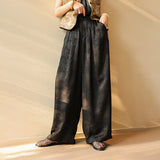 New Chinese shirt set, black gray loose top button-down shirt B0805 jacquard wide-leg pants B0740