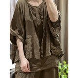 2025    23/4/Half Dust/Literary Retro Linen Hand Sewn Thread Breasted Loose Shoulder Shoulder Shirt