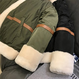 2025 High-end lamb wool splicing down jacket 2 colors~ loose thickened jacket women's  winter women's clothing fur integration