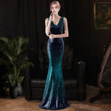 2025 Evening dress female company annual meeting host banquet temperament light luxury niche high-end sequined slim long dress